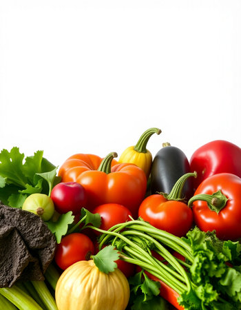 fresh vegetables isolated on white background with copy space for your text.の写真素材