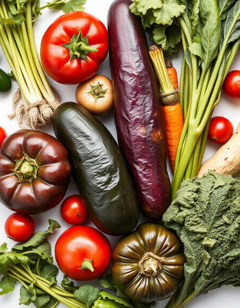 Fresh vegetables isolated on white background. Healthy food. Dieting concept.