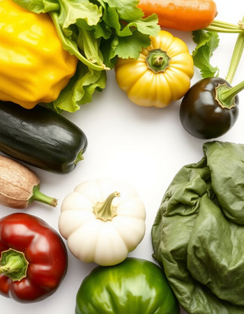 collection of fresh vegetables isolated on white background. Healthy food concept.の写真素材
