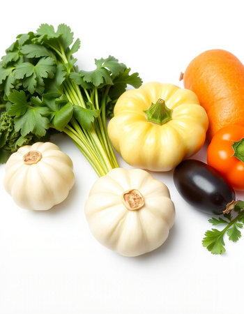 Vegetables on a white background. Healthy food. Vegetarian.