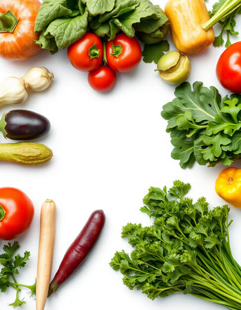 fresh vegetables isolated on white background with copy space for your text. Top viewの写真素材
