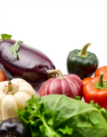 Vegetables isolated on a white background with space for text.