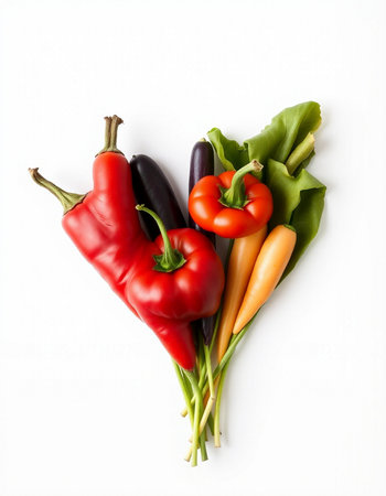 vegetables on a white background, top view, close-upの写真素材