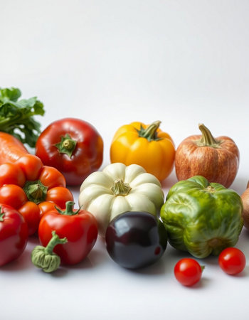 Vegetables on white background. Healthy food concept. Selective focus.