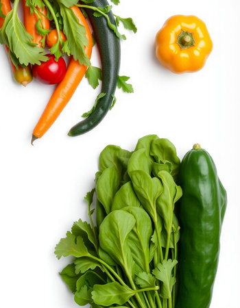 Vegetables isolated on white background with copy space for your textの写真素材