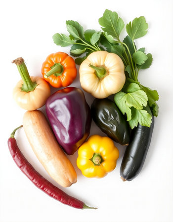 Vegetables on white background. Healthy food concept. Top view.の写真素材