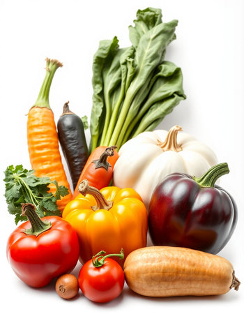 Vegetables isolated on white background with copy space for your textの写真素材