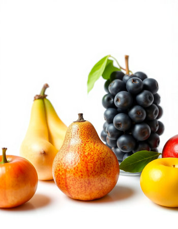 Fruits isolated on white background. Healthy food concept. Fruit background.の写真素材