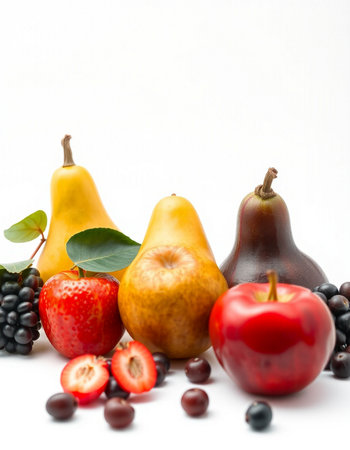Fruits on a white background. Healthy food and diet concept.の写真素材