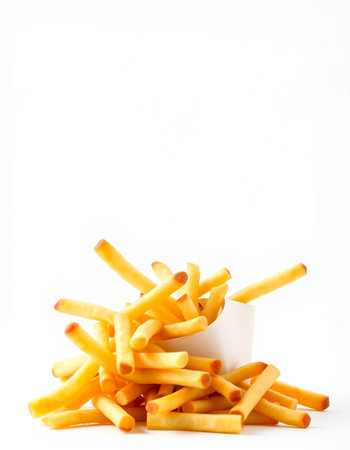 French fries isolated on a white background. Copy space for text.の写真素材