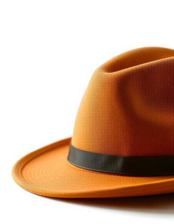 Orange hat isolated on white background. Clipping path included for easy editing.の写真素材