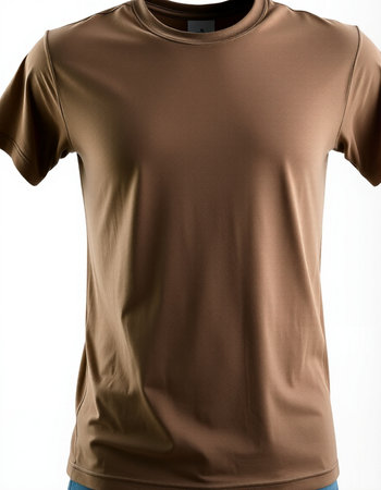 Brown t-shirt isolated on white background. 3d rendering.の写真素材
