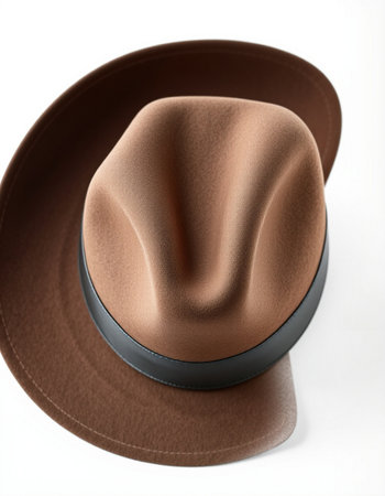 Brown hat isolated on a white background. 3d render. Top view.の写真素材