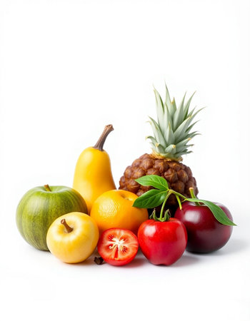 Fruits isolated on white background. Healthy food. Dieting concept.の写真素材