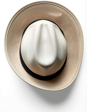Beach hat isolated on white background with clipping path. Top view.の写真素材