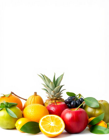 Fruits isolated on white background. Healthy food concept.の写真素材