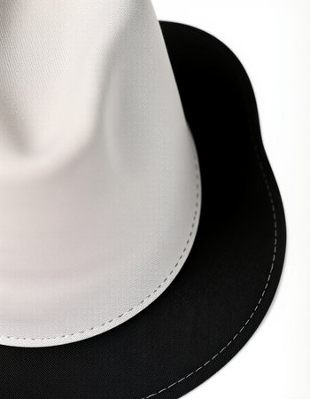 White and black hat on a white background. Close-up.の写真素材