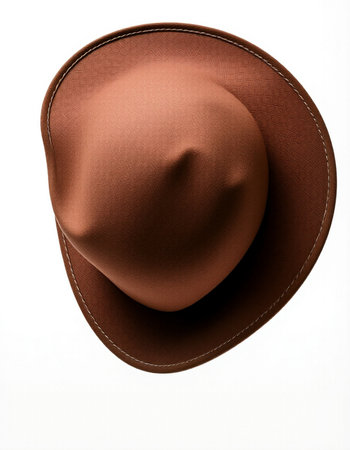 Brown hat isolated on white background with clipping path. Top view.の写真素材