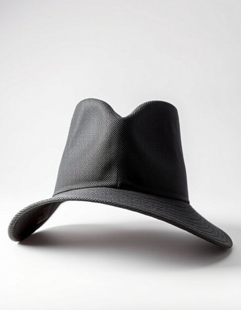 Black hat isolated on white background. Fashionable men's hat.の写真素材