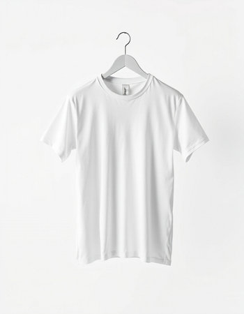 White t-shirt on a hanger isolated on a white background