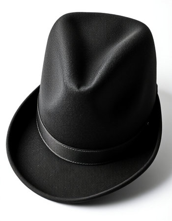 Black hat isolated on white background. Top view. Close-up.の写真素材