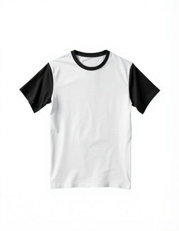 Black and white t-shirt isolated on white background with clipping pathの写真素材