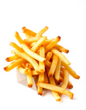 French fries isolated on white background. Fast food. Selective focus.