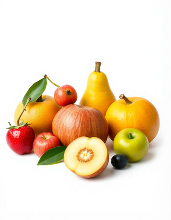 Fruits isolated on white background with clipping path. Healthy food.の写真素材