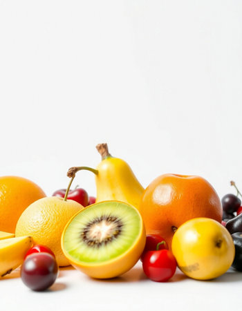 Fruits and vegetables on a white background. Selective focus.の写真素材