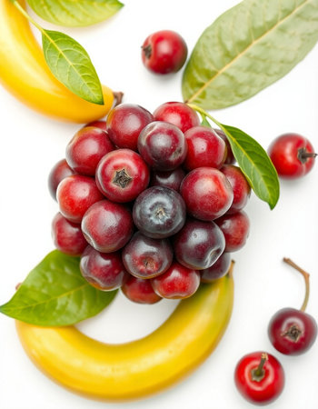 Fruits and berries on a white background. Close-up.の写真素材