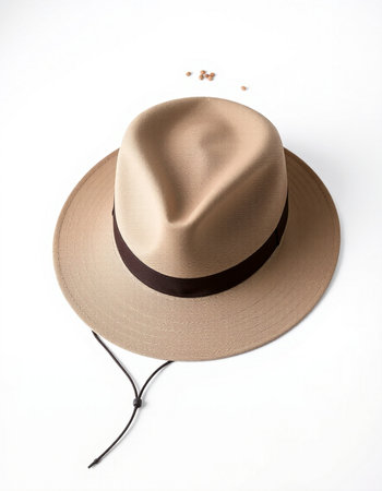 Brown hat isolated on a white background with copy space for your textの写真素材
