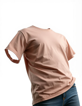Blank pink t-shirt on mannequin isolated on white background