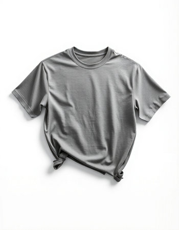 Grey t-shirt isolated on white background. Clipping path included.の写真素材