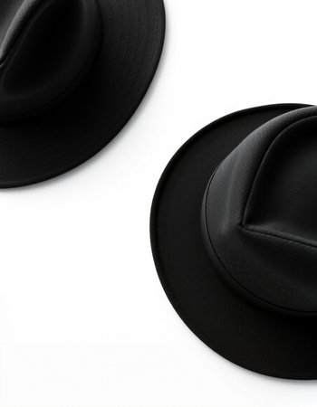 Black hat isolated on white background. Top view. Flat lay.の写真素材