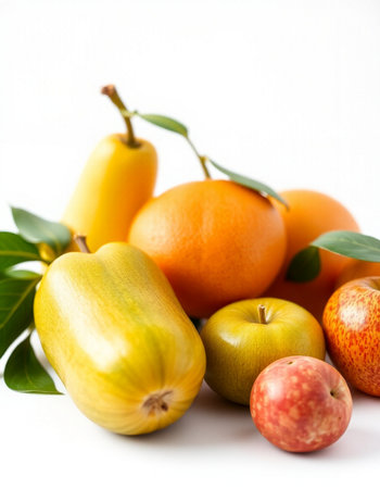 Fruits isolated on white background. Healthy food and diet concept.の写真素材