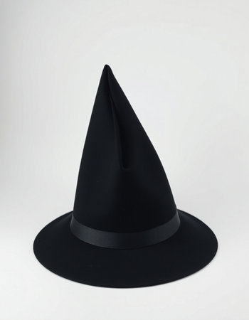 Black witch hat isolated on white background. Clipping path included.
