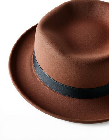 Brown hat isolated on white background. Clipping path included. 3d illustrationの写真素材