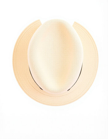 Beach hat isolated on white background. Top view. Flat lay.の写真素材