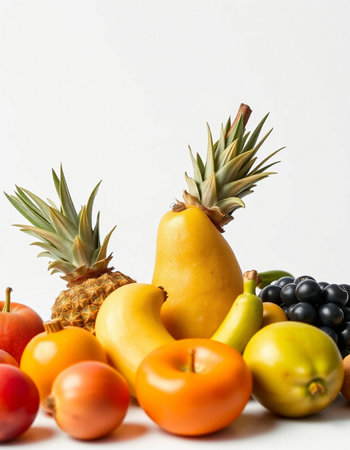 Fruits isolated on white background. Healthy food concept.の写真素材