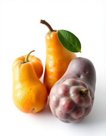 Fruits isolated on the white background. Healthy eating concept. Top view.