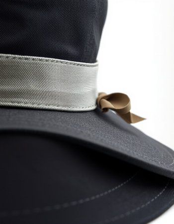 Men's hat with a bow on a white background. Close-up.の写真素材