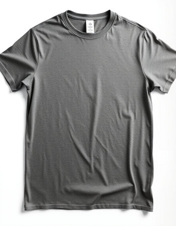 Blank grey t-shirt on white background. Mockup for designの写真素材