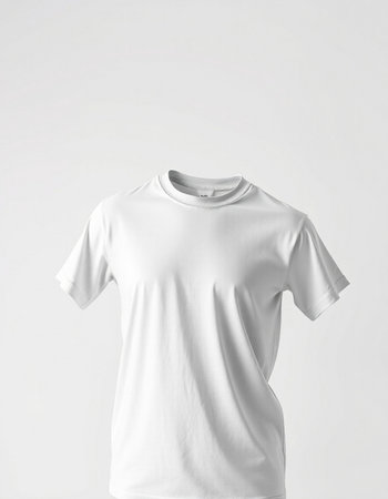 White t-shirt mockup on white background. 3d renderingの写真素材