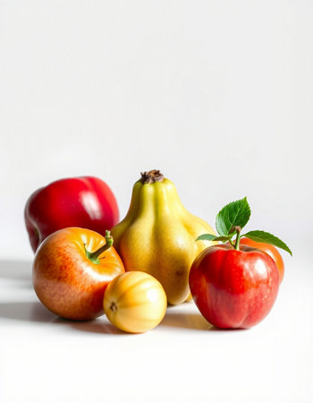 Fruits on a white background. Healthy eating concept.の写真素材