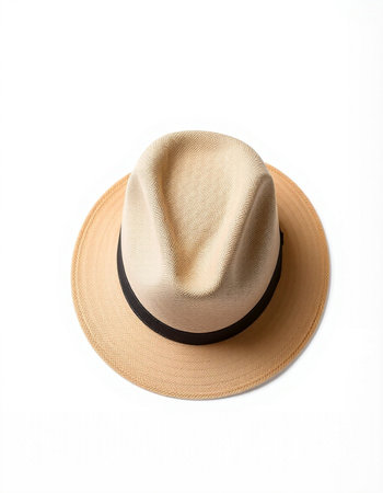Straw hat isolated on white background with clipping path and shadow.の写真素材