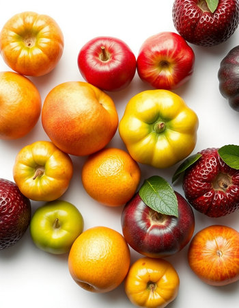 Fruits on a white background. Isolation. Shallow DOF.の写真素材