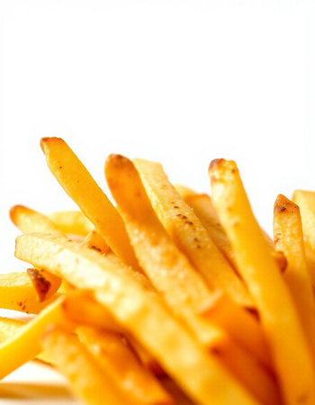french fries on a white background, close-up, macroの写真素材