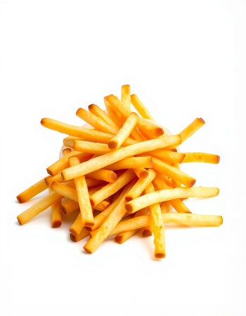 French fries isolated on white background, shallow depth of field, selective focus