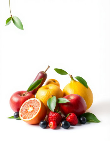 Fruits isolated on white background with copy space for your text.の写真素材