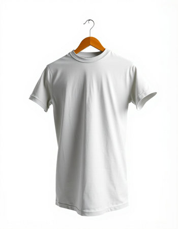 White t-shirt on a hanger isolated on a white background